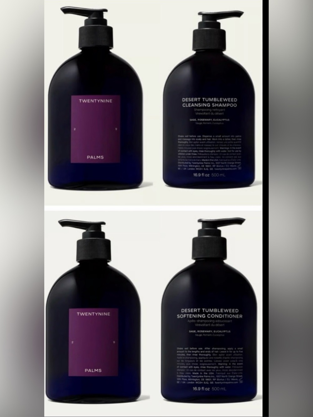TwentyNine 29 Palms Shampoo and Conditioner 16.9 fl oz ea  By Jared Leto $104